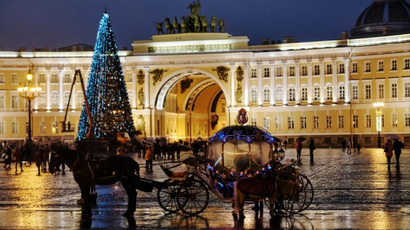 Дети получили травмы из-за испуганных лошадей на Дворцовой площади Петербурга